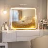 imageHasipu Vanity Mirror with Lights 10 x 12 LED Makeup Mirror 3 Modes Light Smart Touch Control Dimmable 360Rotation Rectangle White Frame20L x 16W