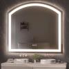 imageHasipu 72 x 36 Arch LED Bathroom Mirror Frontlit WallMounted Vanity Mirror with Lights Defogging Smart Touch Dimmable 3 Color Modes Safety Shatterproof Glass Coating36L x 40W