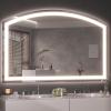 imageHasipu 72 x 36 Arch LED Bathroom Mirror Frontlit WallMounted Vanity Mirror with Lights Defogging Smart Touch Dimmable 3 Color Modes Safety Shatterproof Glass Coating36L x 55W