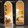 imageHasipu Arched Full Length Mirror with Lights 71 X 28 Lighted Full Body Mirror with Stand Dimming 3 Colors amp Brightness Adjustable Bedroom Cloakroom Living Room White Modern Arch Metal FrameWhite