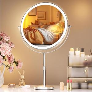 imageHasipu 10 LED Makeup Mirror with 7X Magnification  Rechargeable Vanity Mirror 3 Color Modes Touch Control 360 Rotation amp Adjustable HeightNickel