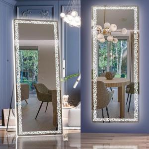 imageHasipu 57 x 16 Full Length Mirror with LED Lights Full Body Mirror for Vanity Dressing Room LED Free Standing Floor Mirror Wall Mounted Mirror Dimming amp 3 Color Modes White57  16White6422
