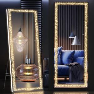 imageHasipu 57 x 16 Full Length Mirror with LED Lights Full Body Mirror for Vanity Dressing Room LED Free Standing Floor Mirror Wall Mounted Mirror Dimming amp 3 Color Modes White57  16White6416
