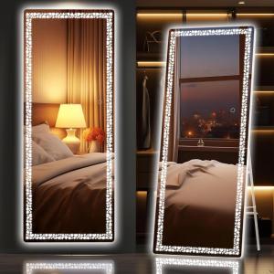 imageHasipu 57 x 16 Full Length Mirror with LED Lights Full Body Mirror for Vanity Dressing Room LED Free Standing Floor Mirror Wall Mounted Mirror Dimming amp 3 Color Modes White57  16White5716