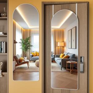 imageHasipu Door Mirror Full Length 472 x 157 Inch Full Body Wall Mirror Over The Door Hanging Mirror for Bedroom Living Room CloakroomWhiteWhite