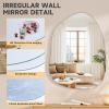 imageHasipu Irregular Bathroom Mirror with Lights  25x45 LED Asymmetrical Wall Mirror Abstract Modern Lighted Vanity Mirror for Wall AnitFog Dimmable Memory VerticalHorizontal BlackFrameless