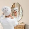 imageHasipu Irregular Bathroom Mirror with Lights  25x45 LED Asymmetrical Wall Mirror Abstract Modern Lighted Vanity Mirror for Wall AnitFog Dimmable Memory VerticalHorizontal BlackFrameless