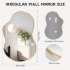 imageHasipu Irregular Bathroom Mirror with Lights  25x45 LED Asymmetrical Wall Mirror Abstract Modern Lighted Vanity Mirror for Wall AnitFog Dimmable Memory VerticalHorizontal BlackGold