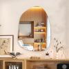 imageHasipu Irregular Bathroom Mirror with Lights  25x45 LED Asymmetrical Wall Mirror Abstract Modern Lighted Vanity Mirror for Wall AnitFog Dimmable Memory VerticalHorizontal BlackFrameless