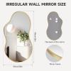 imageHasipu Irregular Bathroom Mirror with Lights  25x45 LED Asymmetrical Wall Mirror Abstract Modern Lighted Vanity Mirror for Wall AnitFog Dimmable Memory VerticalHorizontal BlackGold