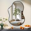 imageHasipu Irregular Bathroom Mirror with Lights  25x45 LED Asymmetrical Wall Mirror Abstract Modern Lighted Vanity Mirror for Wall AnitFog Dimmable Memory VerticalHorizontal BlackBlack