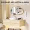 imageHasipu Irregular Bathroom Mirror with Lights  25x45 LED Asymmetrical Wall Mirror Abstract Modern Lighted Vanity Mirror for Wall AnitFog Dimmable Memory VerticalHorizontal BlackGold