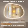 imageHasipu Irregular Bathroom Mirror with Lights  25x45 LED Asymmetrical Wall Mirror Abstract Modern Lighted Vanity Mirror for Wall AnitFog Dimmable Memory VerticalHorizontal BlackLights