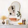 imageHasipu Irregular Bathroom Mirror with Lights  25x45 LED Asymmetrical Wall Mirror Abstract Modern Lighted Vanity Mirror for Wall AnitFog Dimmable Memory VerticalHorizontal BlackGold