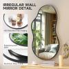 imageHasipu Irregular Bathroom Mirror with Lights  25x45 LED Asymmetrical Wall Mirror Abstract Modern Lighted Vanity Mirror for Wall AnitFog Dimmable Memory VerticalHorizontal BlackBlack