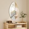 imageHasipu Irregular Bathroom Mirror with Lights  25x45 LED Asymmetrical Wall Mirror Abstract Modern Lighted Vanity Mirror for Wall AnitFog Dimmable Memory VerticalHorizontal BlackFrameless