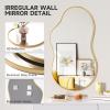 imageHasipu Irregular Bathroom Mirror with Lights  25x45 LED Asymmetrical Wall Mirror Abstract Modern Lighted Vanity Mirror for Wall AnitFog Dimmable Memory VerticalHorizontal BlackGold