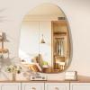 imageHasipu Irregular Bathroom Mirror with Lights  25x45 LED Asymmetrical Wall Mirror Abstract Modern Lighted Vanity Mirror for Wall AnitFog Dimmable Memory VerticalHorizontal BlackFrameless