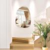 imageHasipu Irregular Bathroom Mirror with Lights  25x45 LED Asymmetrical Wall Mirror Abstract Modern Lighted Vanity Mirror for Wall AnitFog Dimmable Memory VerticalHorizontal BlackFrameless