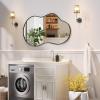 imageHasipu Irregular Bathroom Mirror with Lights  25x45 LED Asymmetrical Wall Mirror Abstract Modern Lighted Vanity Mirror for Wall AnitFog Dimmable Memory VerticalHorizontal BlackBlack