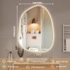 imageHasipu Irregular Bathroom Mirror with Lights  25x45 LED Asymmetrical Wall Mirror Abstract Modern Lighted Vanity Mirror for Wall AnitFog Dimmable Memory VerticalHorizontal BlackLights