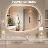 imageHasipu Irregular Bathroom Mirror with Lights  25x45 LED Asymmetrical Wall Mirror Abstract Modern Lighted Vanity Mirror for Wall AnitFog Dimmable Memory VerticalHorizontal BlackLights