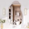 imageHasipu Irregular Bathroom Mirror with Lights  25x45 LED Asymmetrical Wall Mirror Abstract Modern Lighted Vanity Mirror for Wall AnitFog Dimmable Memory VerticalHorizontal BlackFrameless