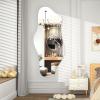imageHasipu Irregular Bathroom Mirror with Lights  25x45 LED Asymmetrical Wall Mirror Abstract Modern Lighted Vanity Mirror for Wall AnitFog Dimmable Memory VerticalHorizontal BlackFrameless