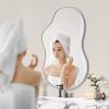 imageHasipu Irregular Bathroom Mirror with Lights  25x45 LED Asymmetrical Wall Mirror Abstract Modern Lighted Vanity Mirror for Wall AnitFog Dimmable Memory VerticalHorizontal BlackSilver
