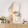 imageHasipu Irregular Bathroom Mirror with Lights  25x45 LED Asymmetrical Wall Mirror Abstract Modern Lighted Vanity Mirror for Wall AnitFog Dimmable Memory VerticalHorizontal BlackSilver