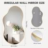 imageHasipu Irregular Bathroom Mirror with Lights  25x45 LED Asymmetrical Wall Mirror Abstract Modern Lighted Vanity Mirror for Wall AnitFog Dimmable Memory VerticalHorizontal BlackGold