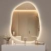 imageHasipu Irregular Bathroom Mirror with Lights  25x45 LED Asymmetrical Wall Mirror Abstract Modern Lighted Vanity Mirror for Wall AnitFog Dimmable Memory VerticalHorizontal BlackLights