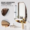 imageHasipu Irregular Bathroom Mirror with Lights  25x45 LED Asymmetrical Wall Mirror Abstract Modern Lighted Vanity Mirror for Wall AnitFog Dimmable Memory VerticalHorizontal BlackFrameless