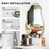 imageHasipu Irregular Bathroom Mirror with Lights  25x45 LED Asymmetrical Wall Mirror Abstract Modern Lighted Vanity Mirror for Wall AnitFog Dimmable Memory VerticalHorizontal BlackFrameless