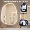 imageHasipu Irregular Bathroom Mirror with Lights  25x45 LED Asymmetrical Wall Mirror Abstract Modern Lighted Vanity Mirror for Wall AnitFog Dimmable Memory VerticalHorizontal BlackLights