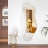 imageHasipu Irregular Bathroom Mirror with Lights  25x45 LED Asymmetrical Wall Mirror Abstract Modern Lighted Vanity Mirror for Wall AnitFog Dimmable Memory VerticalHorizontal BlackFrameless