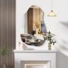 imageHasipu Irregular Bathroom Mirror with Lights  25x45 LED Asymmetrical Wall Mirror Abstract Modern Lighted Vanity Mirror for Wall AnitFog Dimmable Memory VerticalHorizontal BlackFrameless