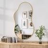 imageHasipu Irregular Bathroom Mirror with Lights  25x45 LED Asymmetrical Wall Mirror Abstract Modern Lighted Vanity Mirror for Wall AnitFog Dimmable Memory VerticalHorizontal BlackGold