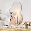 imageHasipu Irregular Bathroom Mirror with Lights  25x45 LED Asymmetrical Wall Mirror Abstract Modern Lighted Vanity Mirror for Wall AnitFog Dimmable Memory VerticalHorizontal BlackSilver