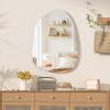 imageHasipu Irregular Bathroom Mirror with Lights  25x45 LED Asymmetrical Wall Mirror Abstract Modern Lighted Vanity Mirror for Wall AnitFog Dimmable Memory VerticalHorizontal BlackFrameless