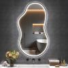 imageHasipu Irregular Bathroom Mirror with Lights  25x45 LED Asymmetrical Wall Mirror Abstract Modern Lighted Vanity Mirror for Wall AnitFog Dimmable Memory VerticalHorizontal BlackBlack