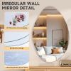 imageHasipu Irregular Bathroom Mirror with Lights  25x45 LED Asymmetrical Wall Mirror Abstract Modern Lighted Vanity Mirror for Wall AnitFog Dimmable Memory VerticalHorizontal BlackFrameless