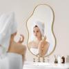 imageHasipu Irregular Bathroom Mirror with Lights  25x45 LED Asymmetrical Wall Mirror Abstract Modern Lighted Vanity Mirror for Wall AnitFog Dimmable Memory VerticalHorizontal BlackGold