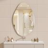 imageHasipu Irregular Bathroom Mirror with Lights  25x45 LED Asymmetrical Wall Mirror Abstract Modern Lighted Vanity Mirror for Wall AnitFog Dimmable Memory VerticalHorizontal BlackFrameless