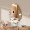 imageHasipu Irregular Bathroom Mirror with Lights  25x45 LED Asymmetrical Wall Mirror Abstract Modern Lighted Vanity Mirror for Wall AnitFog Dimmable Memory VerticalHorizontal BlackFrameless