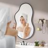 imageHasipu Irregular Bathroom Mirror with Lights  25x45 LED Asymmetrical Wall Mirror Abstract Modern Lighted Vanity Mirror for Wall AnitFog Dimmable Memory VerticalHorizontal BlackBlack