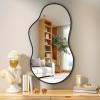 imageHasipu Irregular Bathroom Mirror with Lights  25x45 LED Asymmetrical Wall Mirror Abstract Modern Lighted Vanity Mirror for Wall AnitFog Dimmable Memory VerticalHorizontal BlackBlack