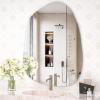 imageHasipu Irregular Bathroom Mirror with Lights  25x45 LED Asymmetrical Wall Mirror Abstract Modern Lighted Vanity Mirror for Wall AnitFog Dimmable Memory VerticalHorizontal BlackFrameless