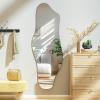 imageHasipu Irregular Bathroom Mirror with Lights  25x45 LED Asymmetrical Wall Mirror Abstract Modern Lighted Vanity Mirror for Wall AnitFog Dimmable Memory VerticalHorizontal BlackFrameless