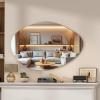 imageHasipu Irregular Bathroom Mirror with Lights  25x45 LED Asymmetrical Wall Mirror Abstract Modern Lighted Vanity Mirror for Wall AnitFog Dimmable Memory VerticalHorizontal BlackFrameless